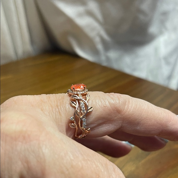 Ring-bomb Elegant Rose Gold and Orange Gemstone Ring Size 10 - Picture 2 of 4
